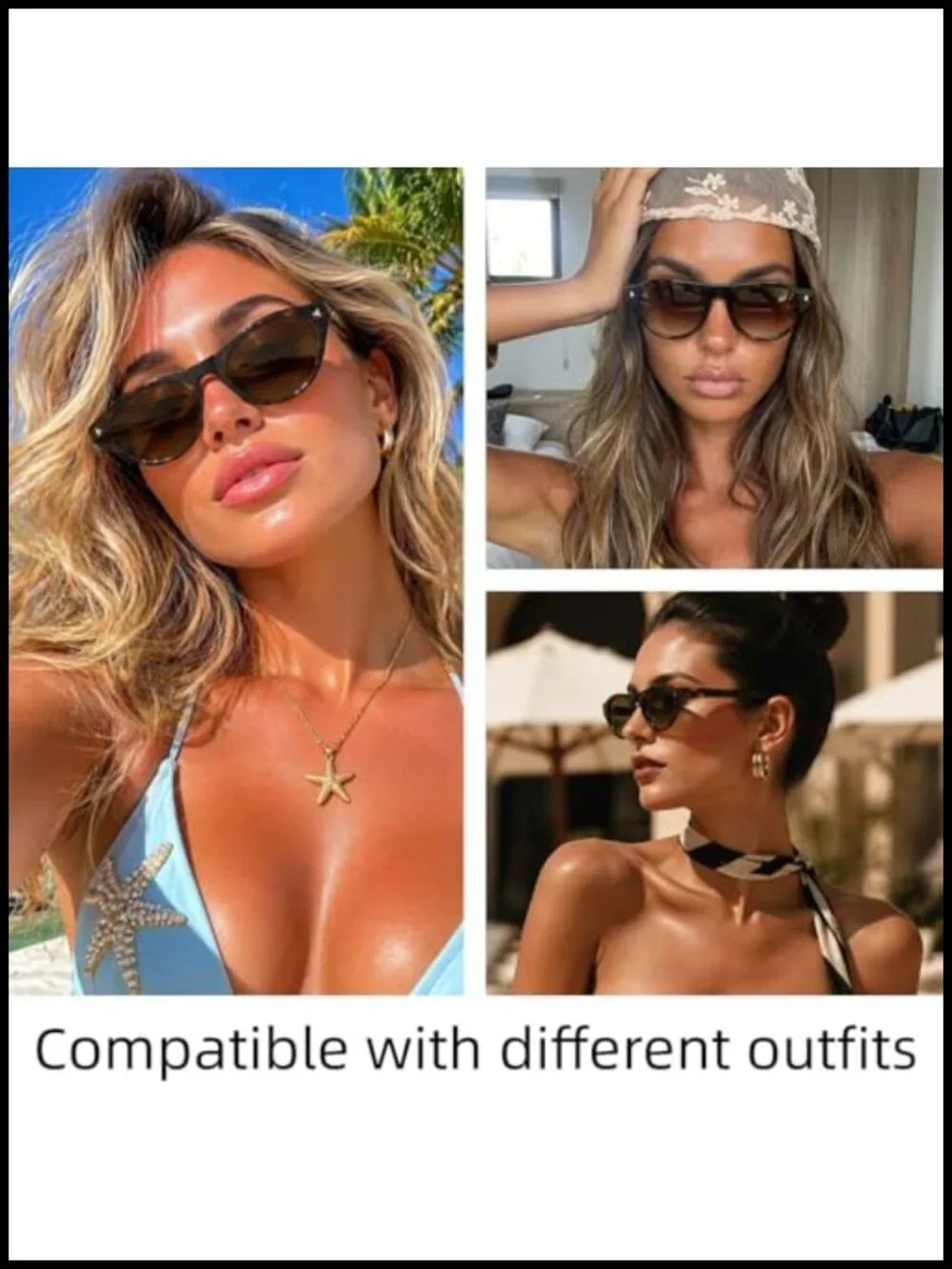 Retro Oval Cat Eye Sunglasses with UV400 Protection for Traveling or Driving
